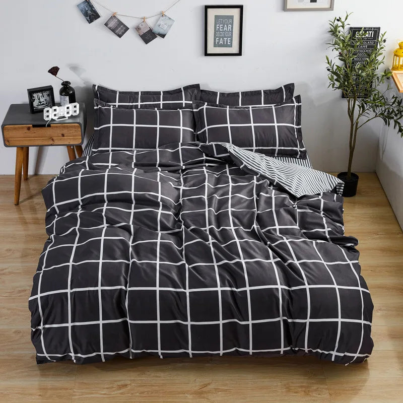 Afralia™ Soft Large Stripe Bedding Set: Brushed Duvet, Sheet, Pillowcases in Nordic Style