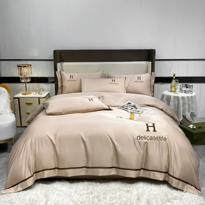 Afralia™ Silk Bedding Set: Washed Ice-Cream Satin Four-Piece, Skin-Friendly & Breathable Sheets