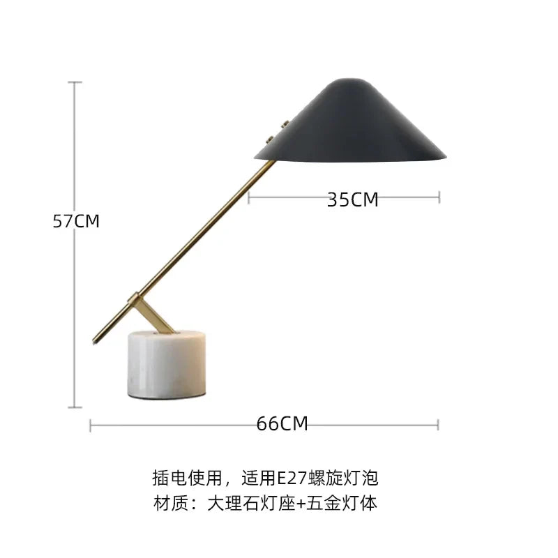 Afralia™ Marble Base LED Table Lamp Black/White, Minimalist Design for Home Office Bedroom