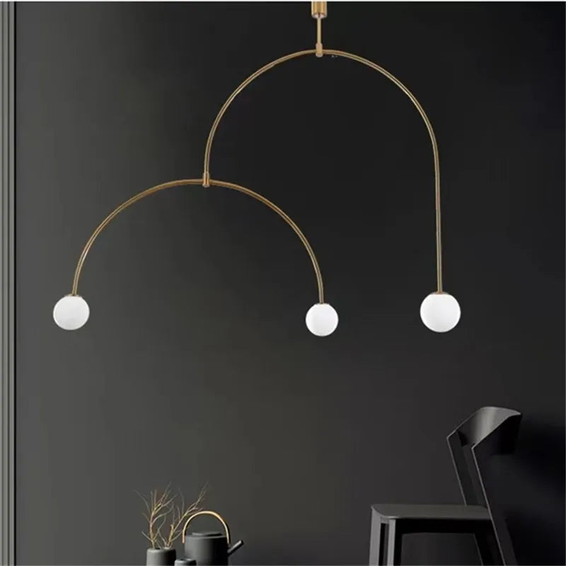 Afralia™ Black & Gold Minimalist Iron Chandelier - Modern Nordic Design Lighting