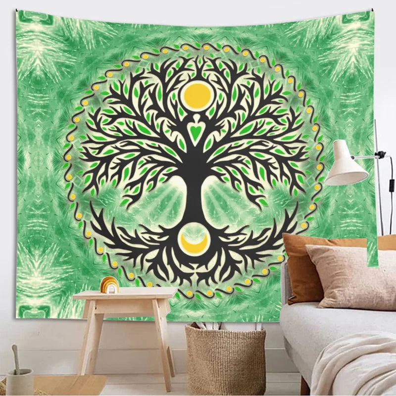 Afralia™ Yggdrasil Sun and Moon Tapestry - Bohemian Home Decor