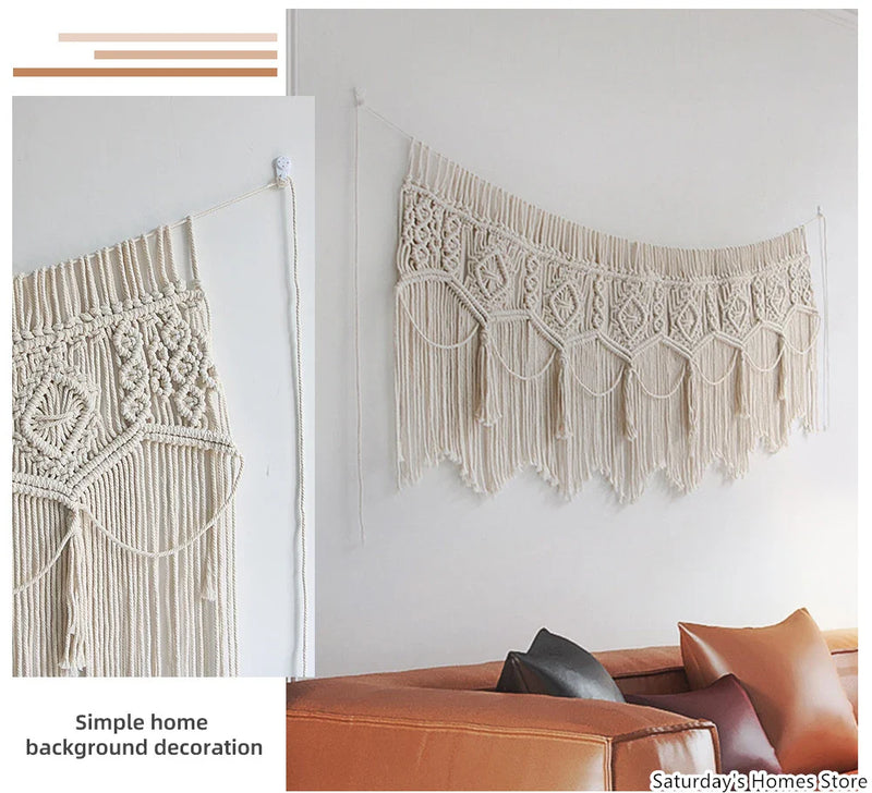 Afralia™ Boho Macrame Door Curtain Handmade Cotton Rope Wall Hanging Tapestry Boujee Decor