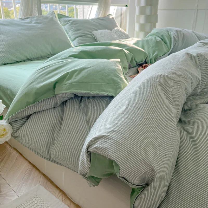 Afralia™ Fine Stripes Double Bedding Set - Soft & High Quality Comforter Cover