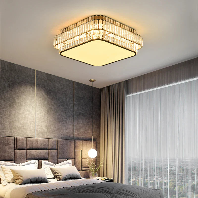 Afralia™ Crystal LED Ceiling Lamp for Living Room Bedroom Study