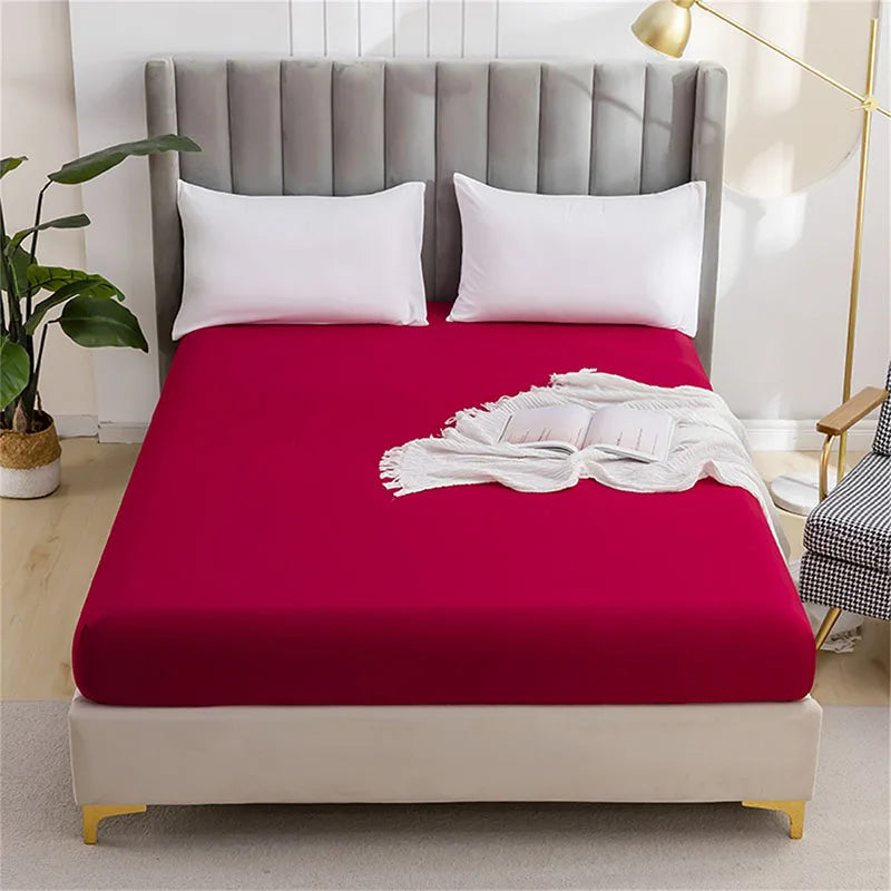 Afralia™ Brushed Fitted Mattress Cover with Deep Pockets – European Skin-Friendly, Durable Solid Bedding