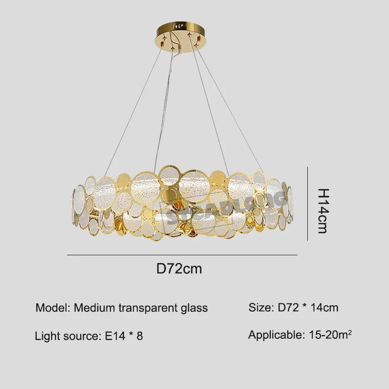 Afralia™ Stainless Steel Glass Ceiling Chandeliers LED Round Pendant Lamps for Dining Living Room