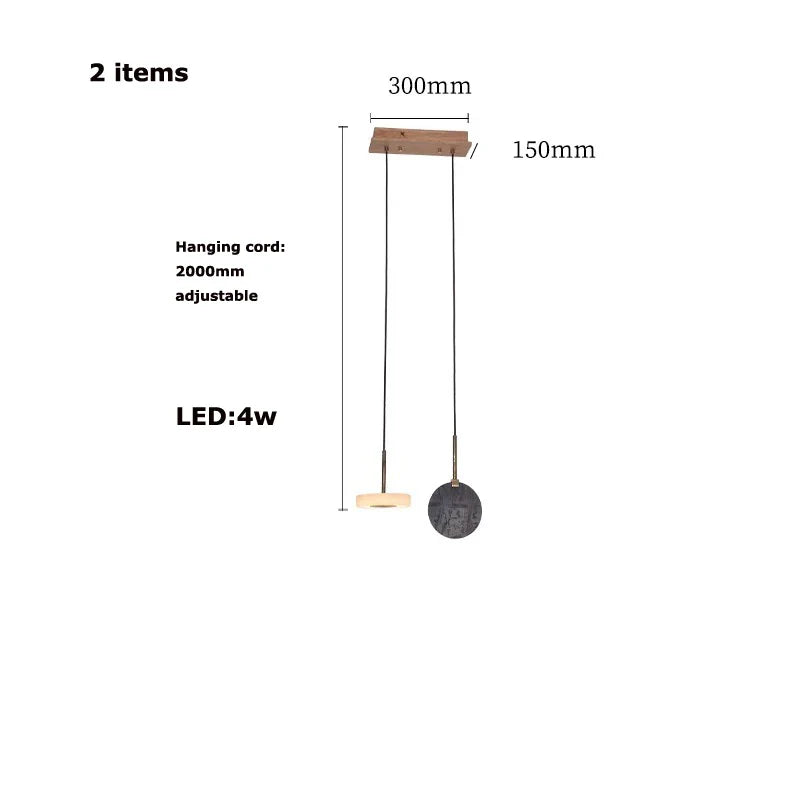 Afralia™ Marble Wood LED Ceiling Chandelier for Living Room