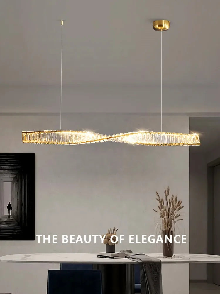 Afralia™ Spiral Crystal Chandelier Pendant Light for Kitchen Bar Dining Room