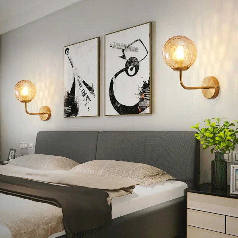 Afralia™ Glass Ball LED Wall Lamp: Gold Nordic Minimalist Sconces Lighting Bedroom Decor Fixtures