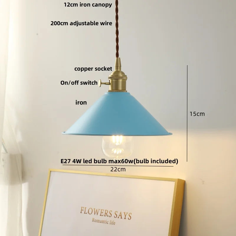 Afralia™ Copper Knob Iron LED Pendant Light - Adjustable Nordic Modern Hang Lamp