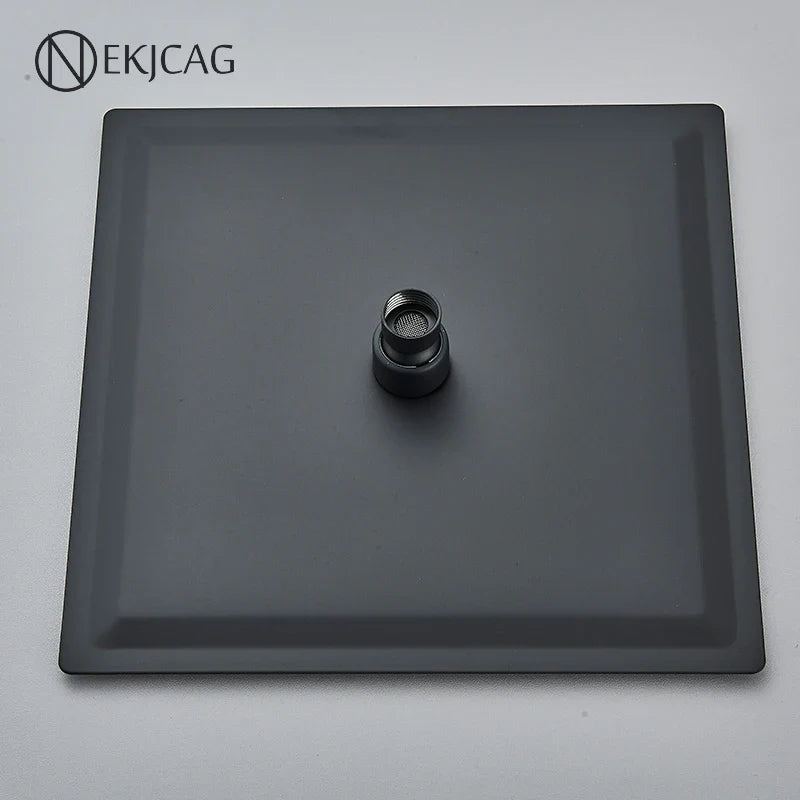 Afralia™ Stainless Steel Rainfall Shower Head Black Chrome Plated Bathroom Faucet Accessories