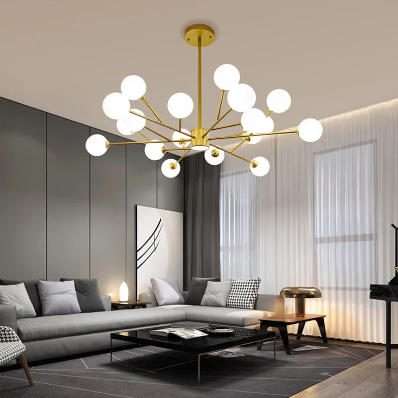 Afralia™ Black Chandelier: Luxury Glass Pendant Light for Home, Bedroom, or Living Room