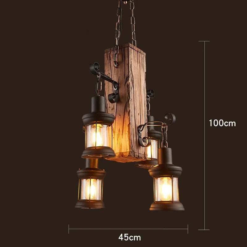 Afralia™ Wooden Chandelier: American Country Pendant Light for Cafe, Clothing, and Home