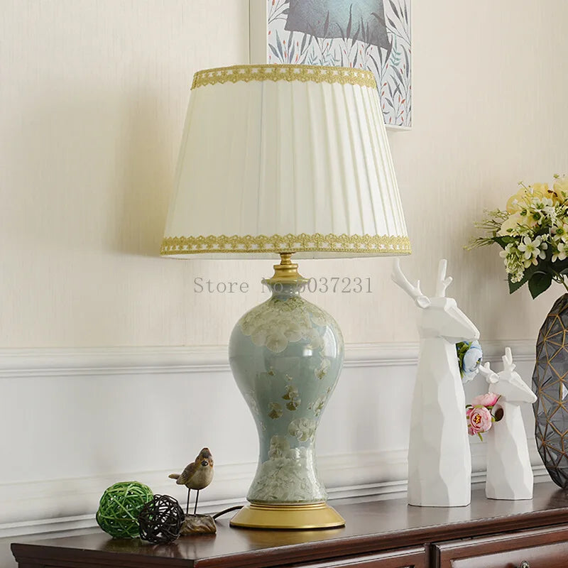 Afralia™ Country Ceramic Table Lamp for Eye Protection, Bedroom Decor & Study