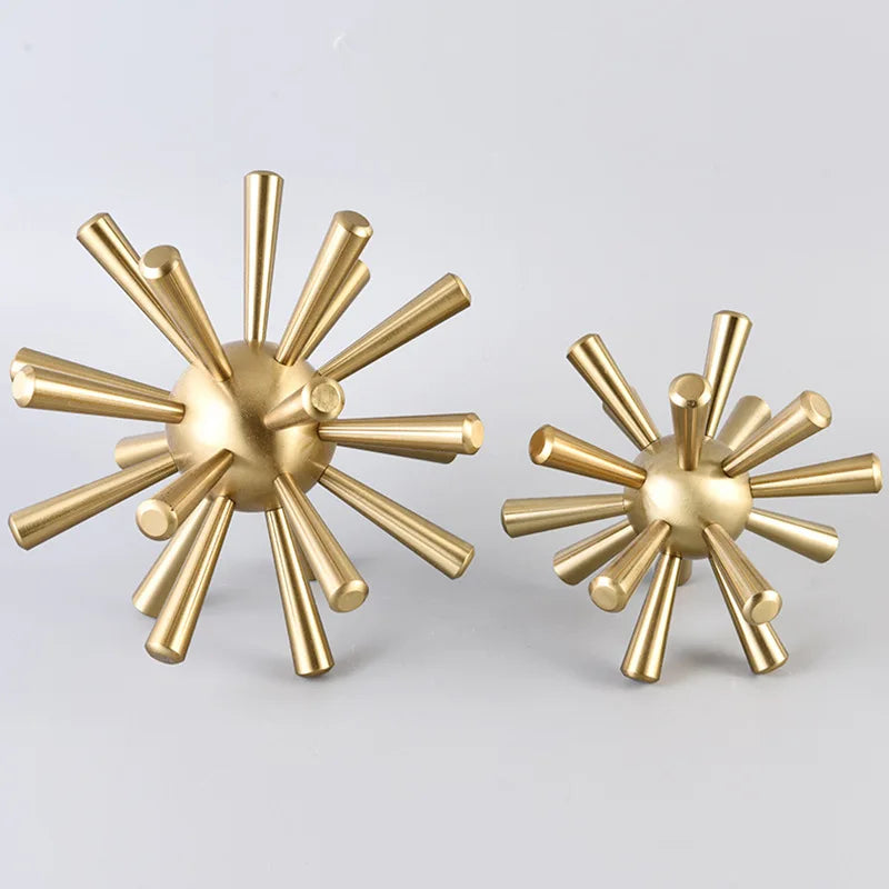 Afralia™ Sea Urchin Metal Sculpture Desk Ornament Modern Home Decor Artwork