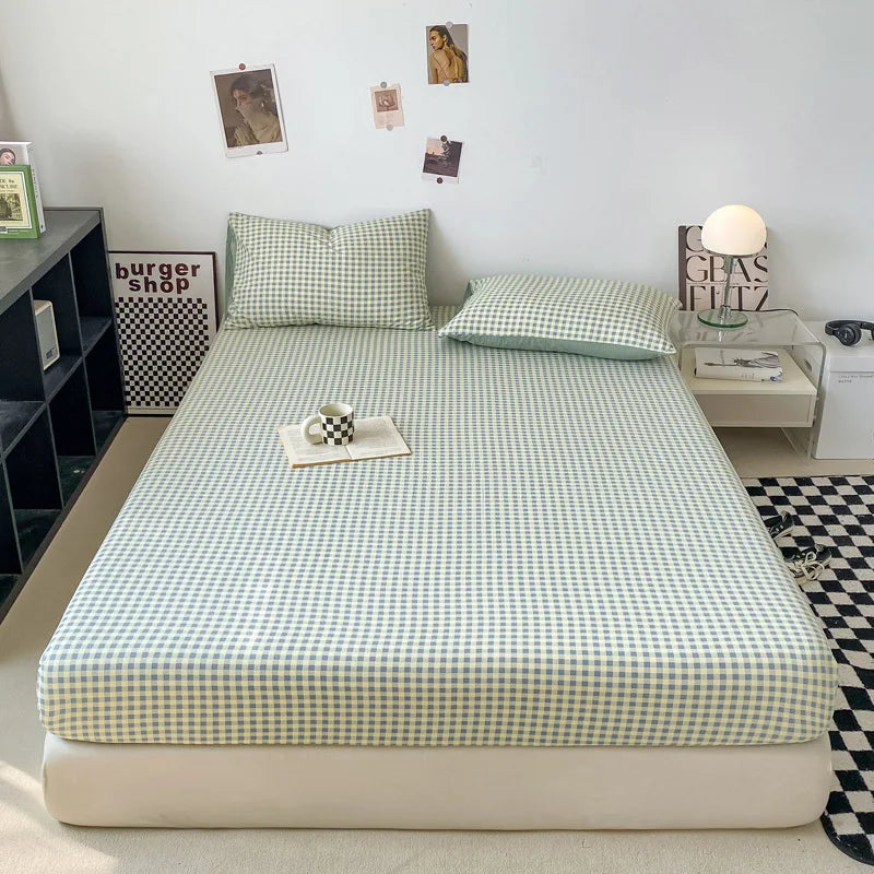 Afralia™ Plaid Style Fitted Sheet - Skin-friendly Elastic Bedsheet for Kids' Room