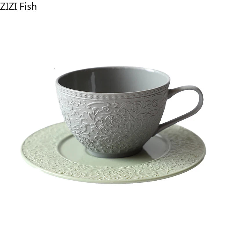 Afralia™ Floral Pattern Ceramic Cup & Saucer Set