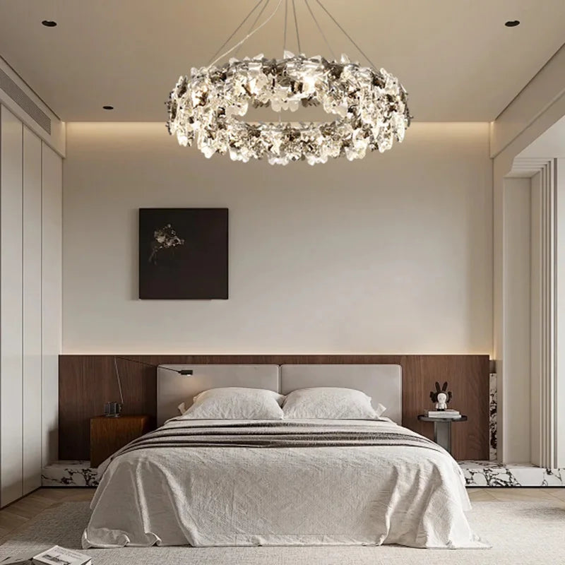 Afralia™ Luxury Circle Butterfly Crystal LED Pendant Lights - Modern Minimalism Decor