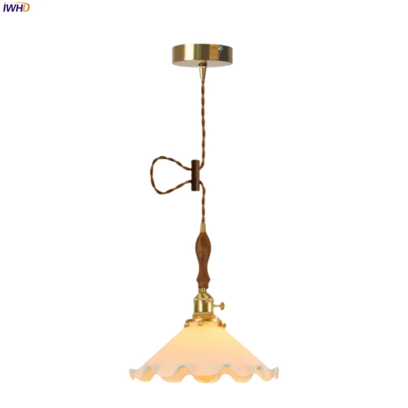 Afralia™ Cream Glass LED Pendant Lamp - Nordic Minimalist Brass Hanging Light
