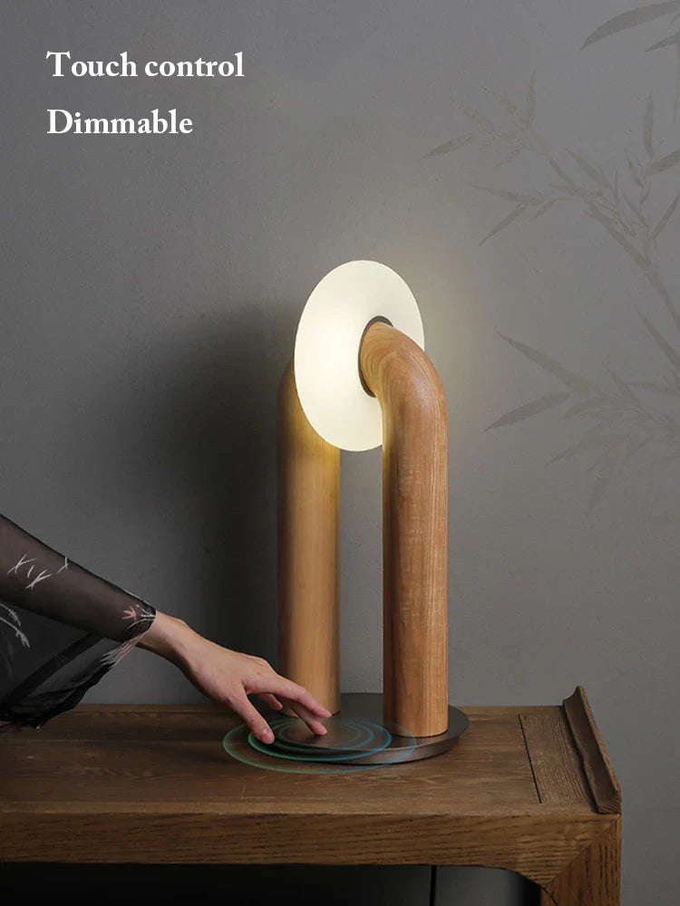 Afralia™ Wood Table Lamp Dimmable Touch Control LED Lighting for Home Decor