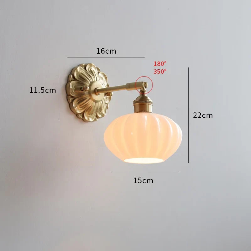 Afralia™ Nordic Glass LED Wall Sconce for Home Indoor Lighting - Modern Copper Wall Lamp