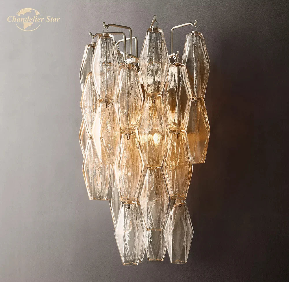 Afralia™ Chiara Glass LED Wall Sconce Light Fixture