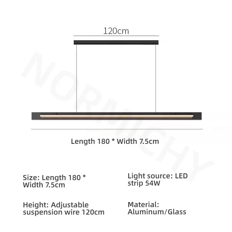 Afralia™ Glass Pendant Light Bar LED Linear Strip Modern Lighting