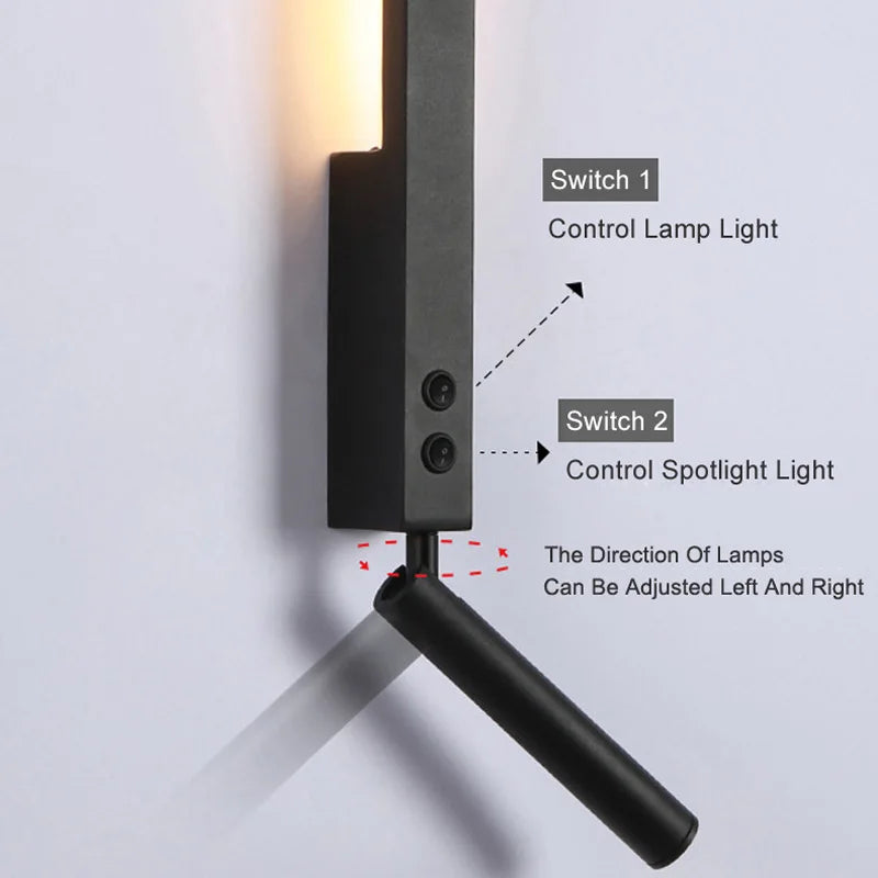 Afralia™ Minimalist LED Wall Lamp with Switch for Bedroom, Living Room, and Hotel