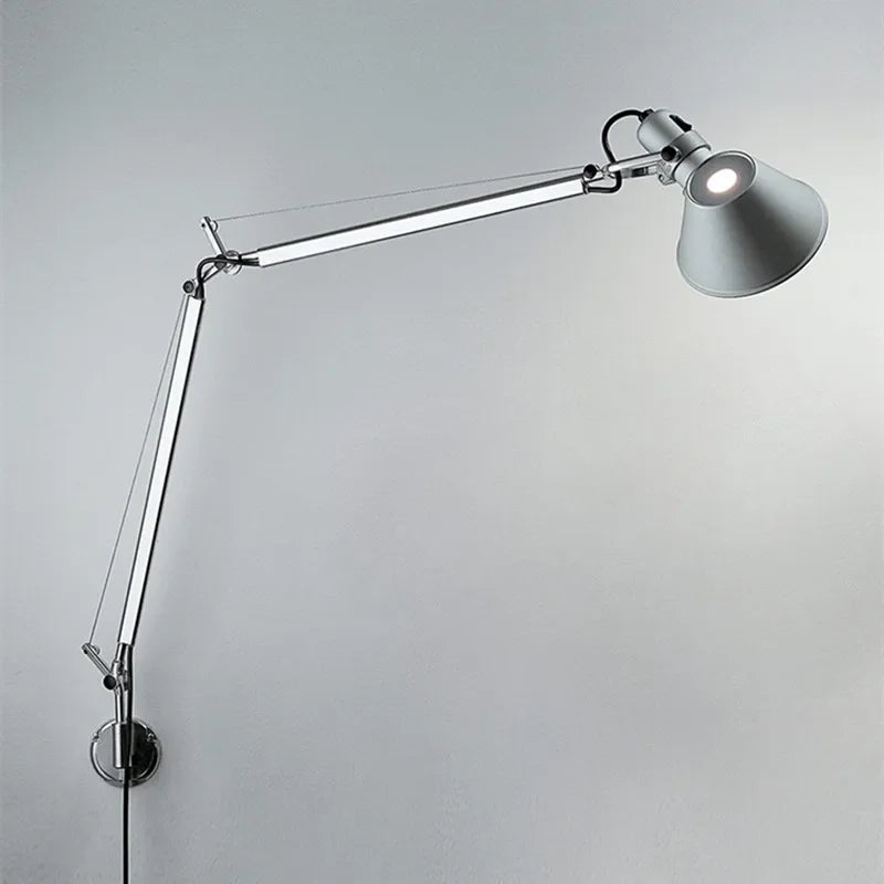 Afralia™ Industrial Black Silver Swing Arm Wall Lamp - Rotatable Miniature Table Lamp E27