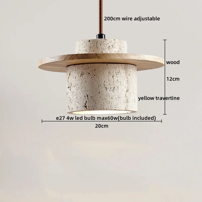 Afralia™ Travertine Stone LED Pendant Chandelier for Modern Living Spaces