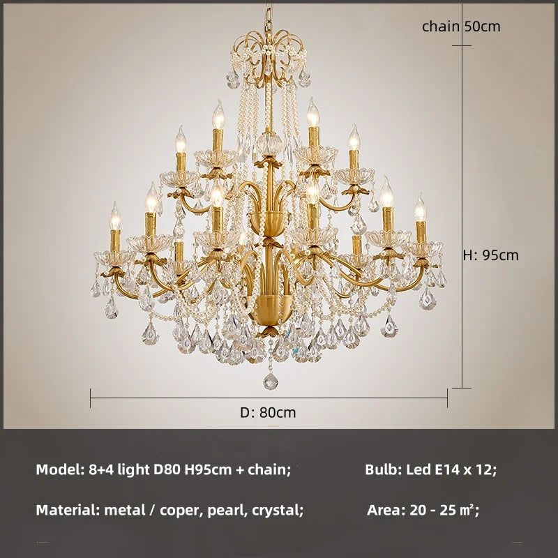 Afralia™ Crystal Pendant Chandelier Foyer Light Luxury Candle Design Led Lamparas