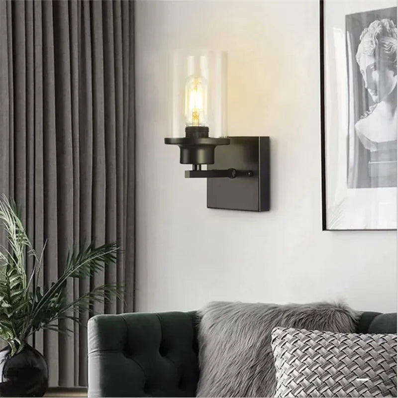 Afralia™ Vintage Industrial Wall Sconce Light with Clear Glass Shade for Living Room & Kitchen