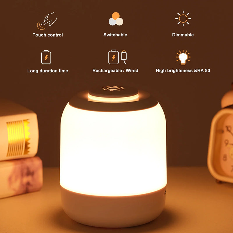 Afralia™ LED Touch Night Light Baby Sleeping Lamp with 3-Color Dimming