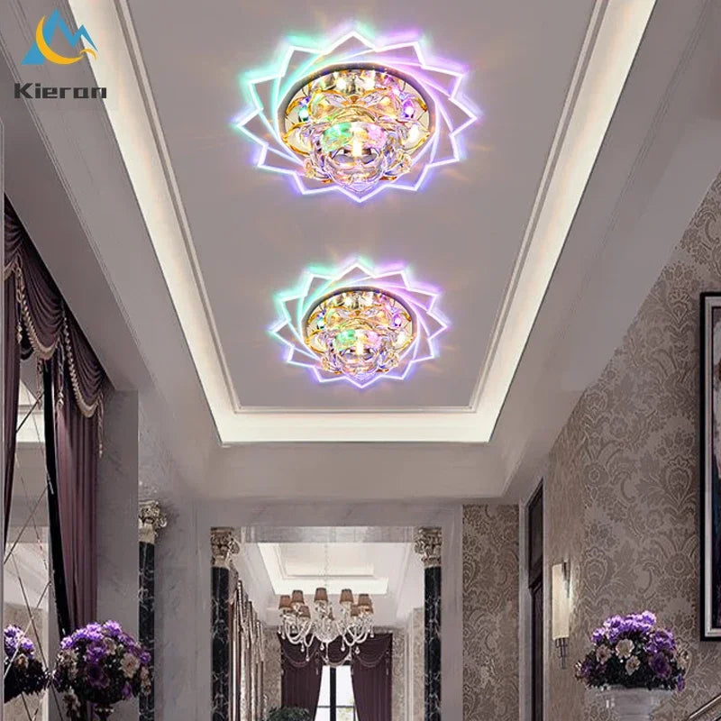 Afralia™ Lotus Crystal LED Ceiling Lamp, Nordic Brights, Modern Style