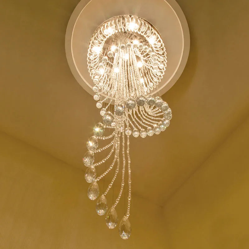 Afralia™ Luxury Crystal Chandelier LED Light Fixture for Living Room