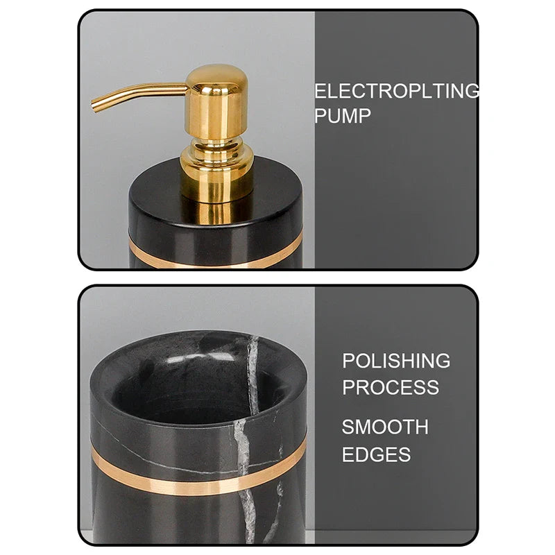 Afralia™ Nero Marquin Marble Bathroom Set with Gold Accents