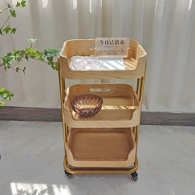 Afralia™ Salon Tool Cart Wood Manicure Cosmetologist Hairdresser Furniture