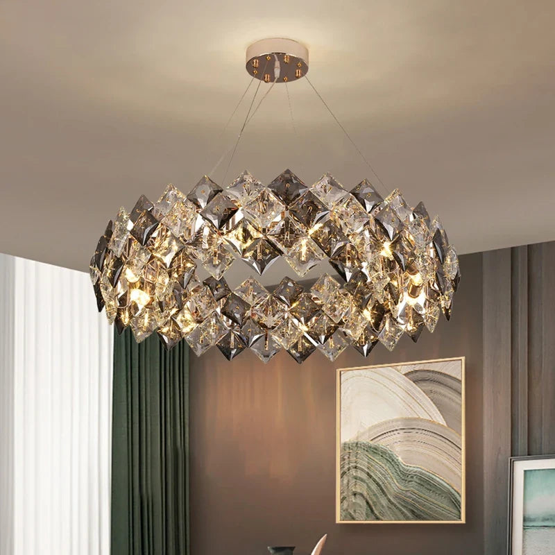 Afralia™ Nordic Gold Crystal Chandelier Ceiling Light for Home, Hotel, and Bedroom
