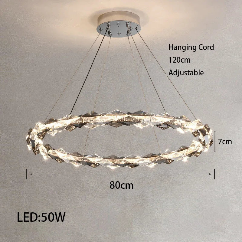 Afralia™ Modern Crystal LED Ceiling Chandelier Light Set for Stylish Indoor Lighting