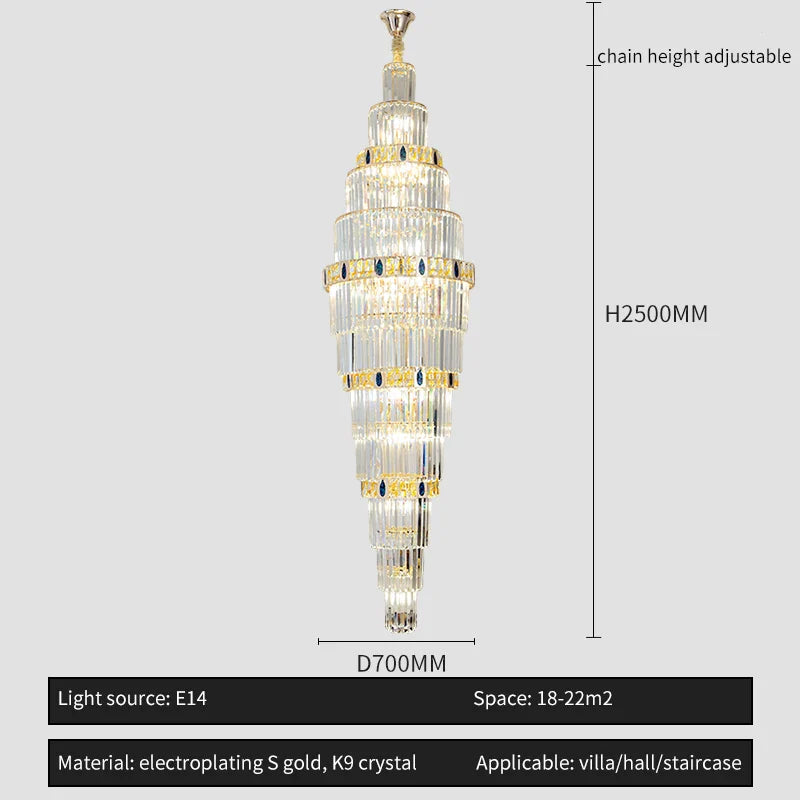 Afralia™ Crystal Chandelier: Duplex Building Spiral Staircase Contemporary Light Luxury Fixture