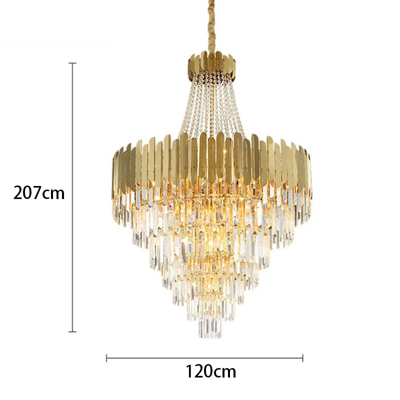 Afralia™ Modern Golden Crystal Pendant Chandelier for Luxurious Living Room Decor