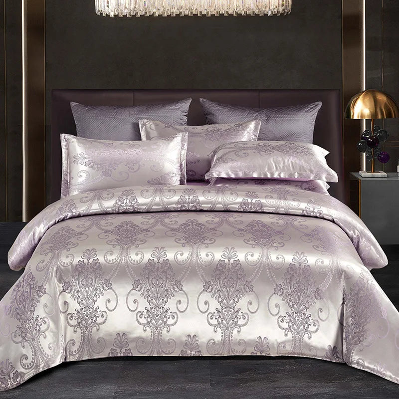 Afralia™ Jacquard Satin Summer Bedding Set - Elegant & Skin Friendly Duvet Cover - Single/Double Size