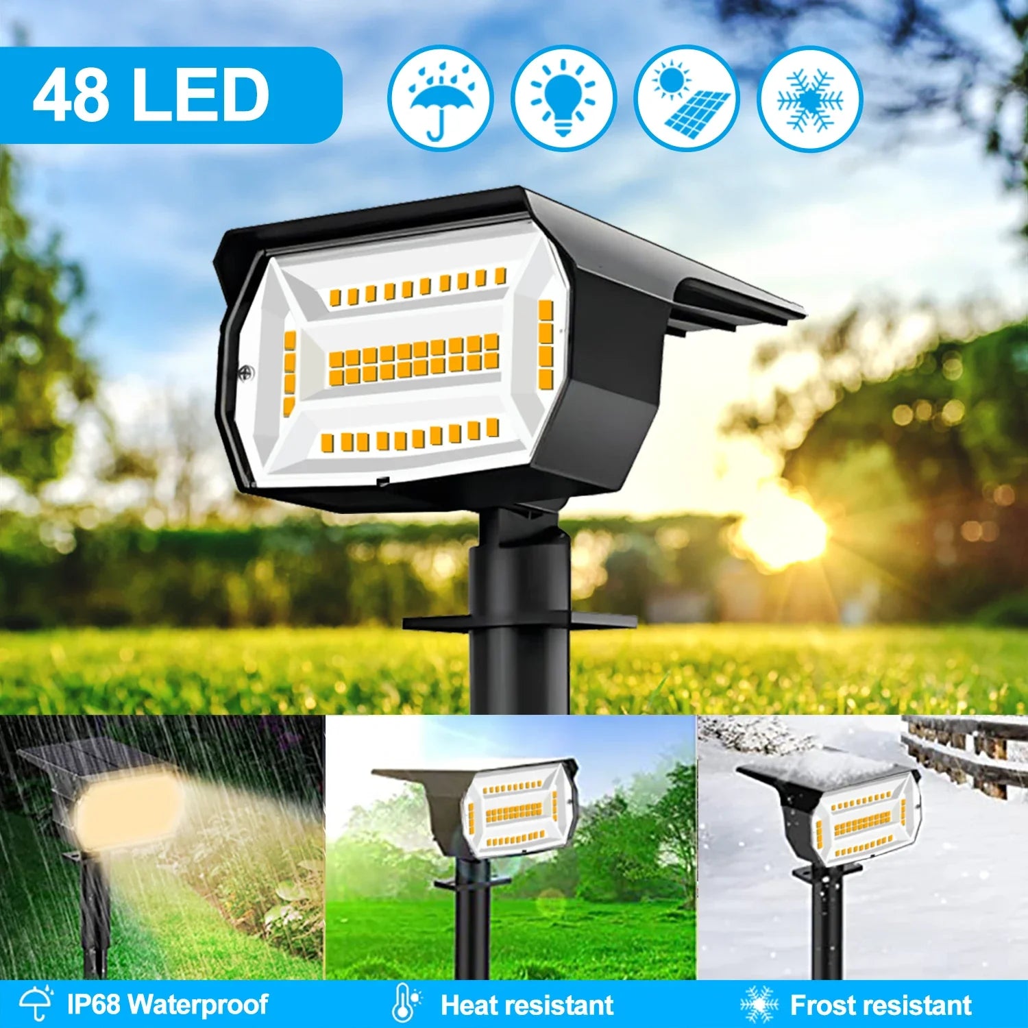 Afralia™ Solar LED Outdoor Spotlights 3 Modes Waterproof for Garden Walkway