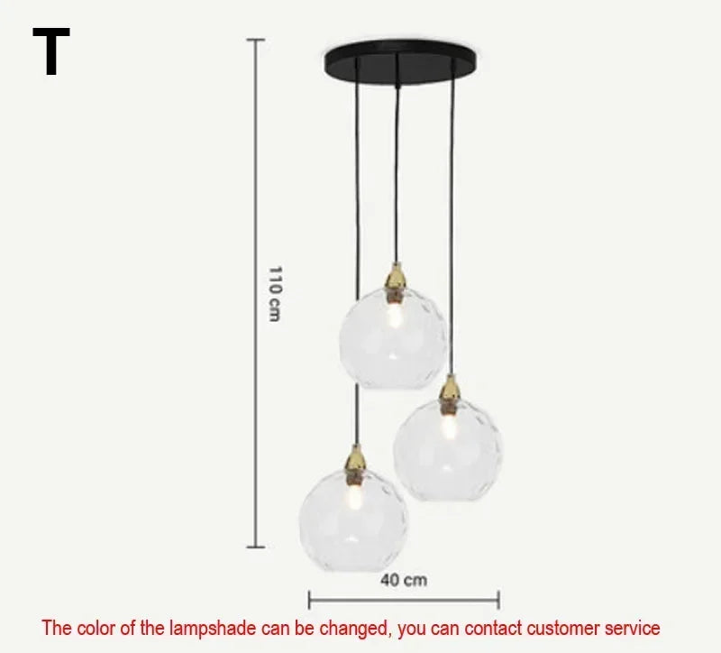 Afralia™ Water Grain Glass Ball Pendant Light: Modern Nordic Fixture for Restaurant, Kitchen, Bedroom