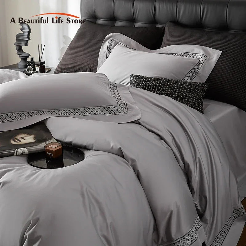 Afralia™ Egyptian Cotton Luxury Hotel Bedding Set: Duvet, Sheet, Pillowcases