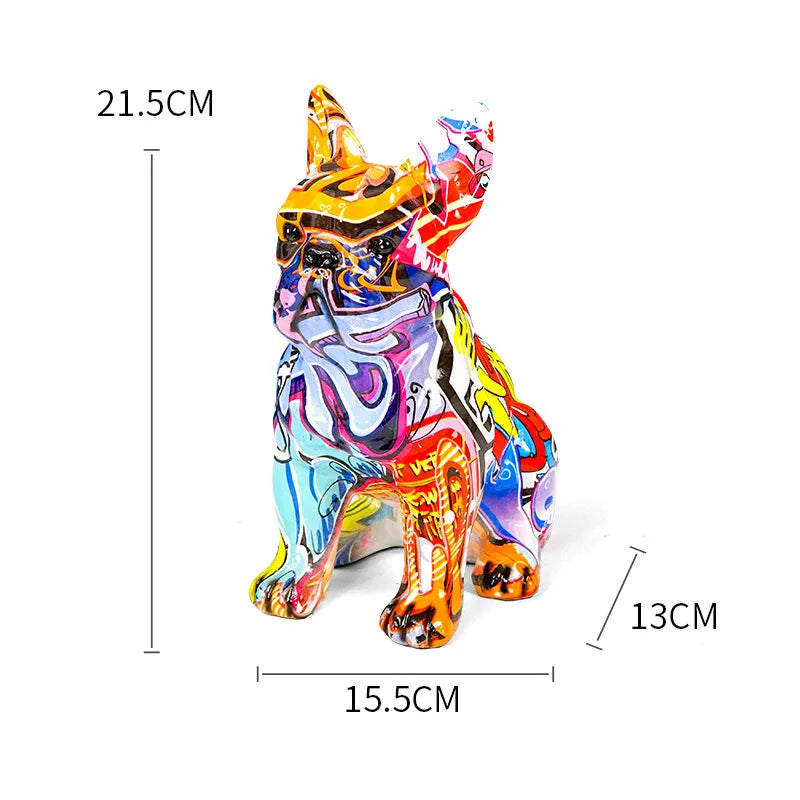 Afralia™ Bulldog Punk Art Resin Sculpture Decor Ornaments Aesthetic Room Furnishings