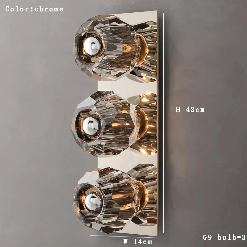 Afralia™ Crystal Wall Lamp Bronze Chrome Sconce Lights for Vintage Living Room