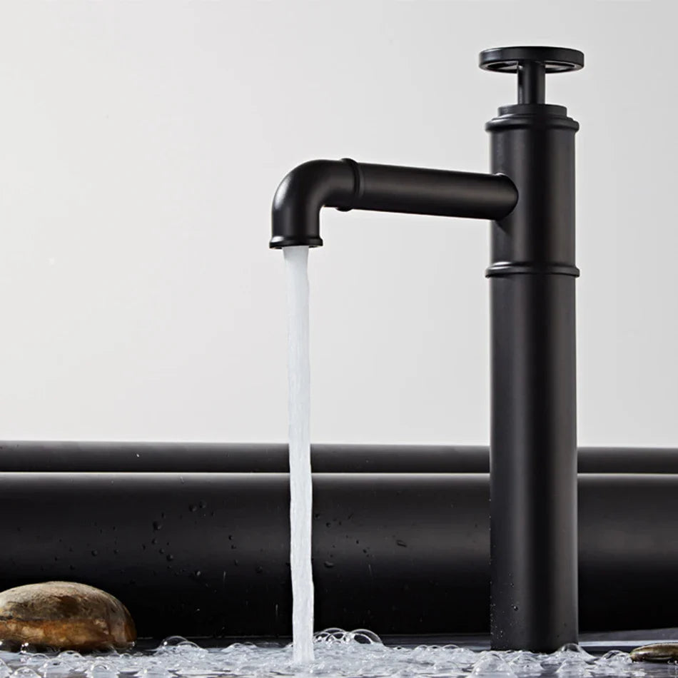 Afralia™ Modern Bathroom Basin Faucet Single Hole Mixer Tap Hot Cold Water Deck Mount