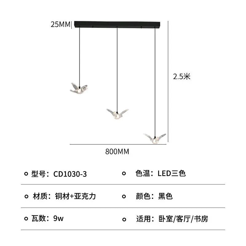 Afralia™ Modern Bird-Shaped Dining Pendant Lamp for Storefront and Living Room