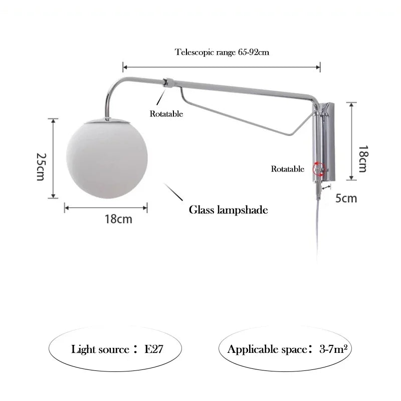 Afralia™ Rotatable Long Arm Wall Lamp for Bedroom and Living Room